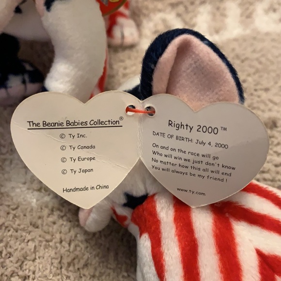 Beanie baby’s vintage all 3 from 2000s. Righty the Elephant! - Picture 2 of 6